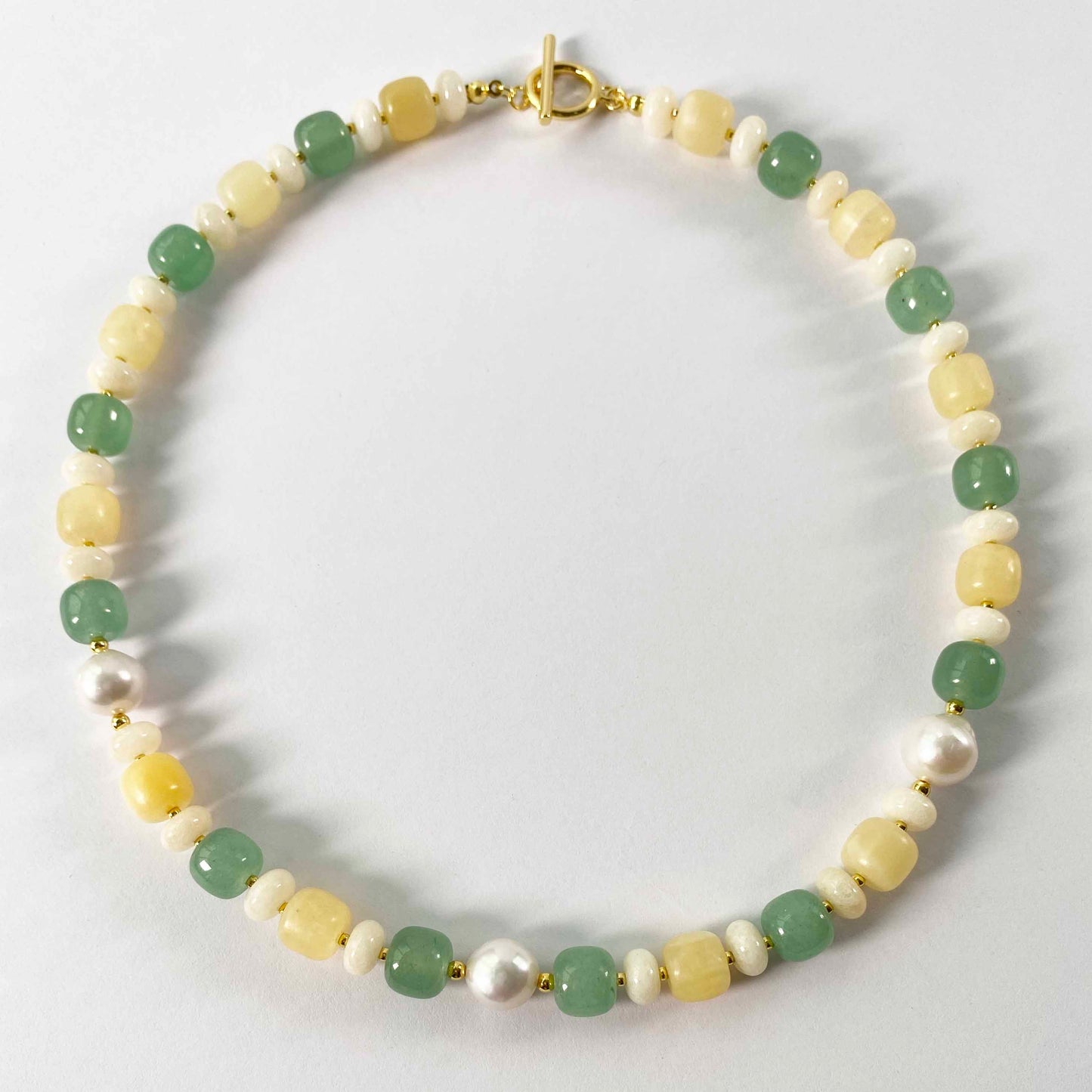 Macy's Cultured Freshwater Pearl and Jade Necklace in 14k Gold - Macy's